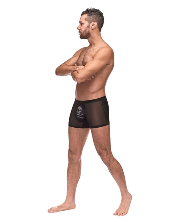 Private Screening Micro Mesh & Modal Skull Pouch Short Black MD - Image 2