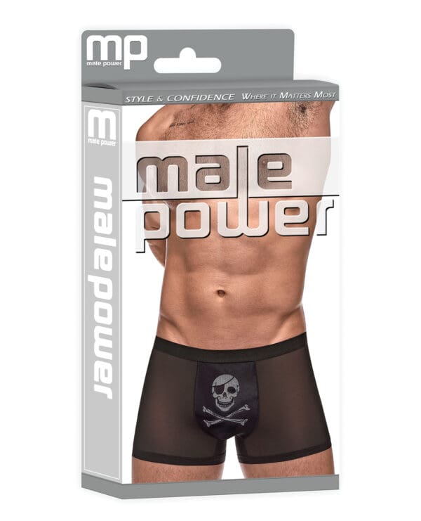 Private Screening Micro Mesh & Modal Skull Pouch Short Black MD - Image 4