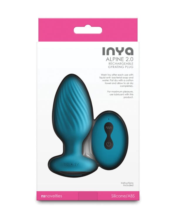 INYA Alpine 2.0 Gyrating & Vibrating Anal Plug w/Remote - Teal - Image 2