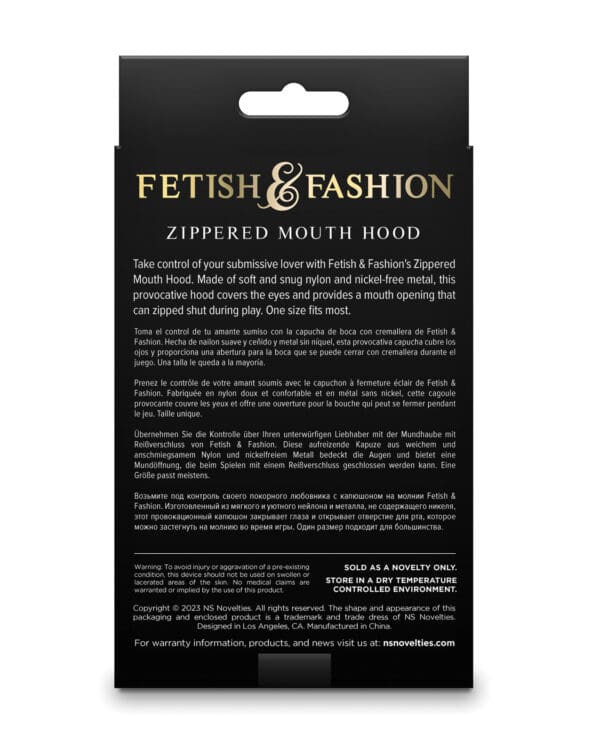 Fetish & Fashion Zippered Mouth Hood - Black - Image 3