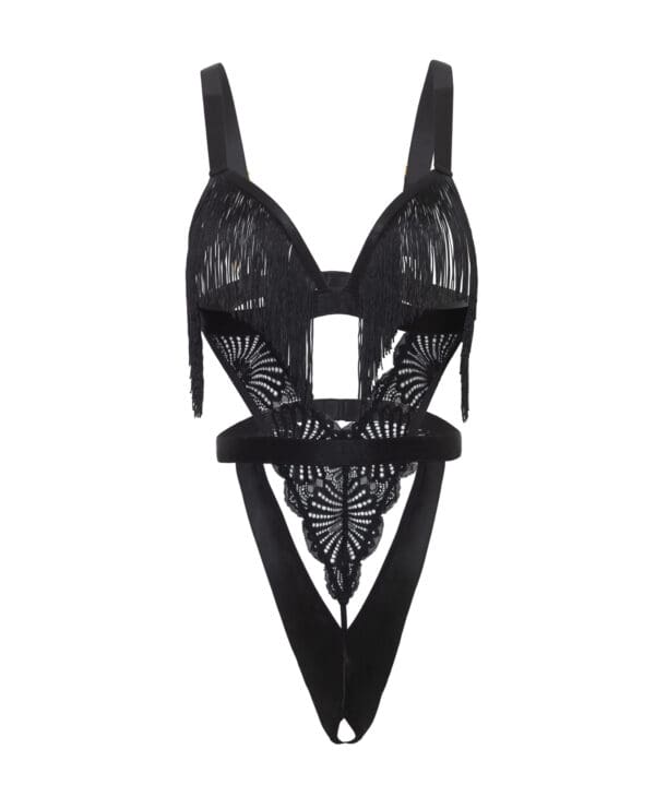 Annika Open Cup Teddy w/Fringe Detail - Black L/XL - Image 4