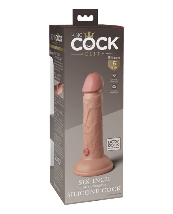 King Cock Elite 6" Dual Density Silicone Cock - Light - Image 2