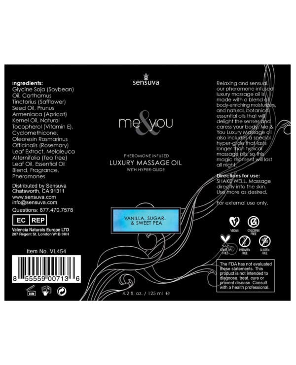 Sensuva Me & You Massage Oil - 4.2 oz Sweet Temptation - Image 2