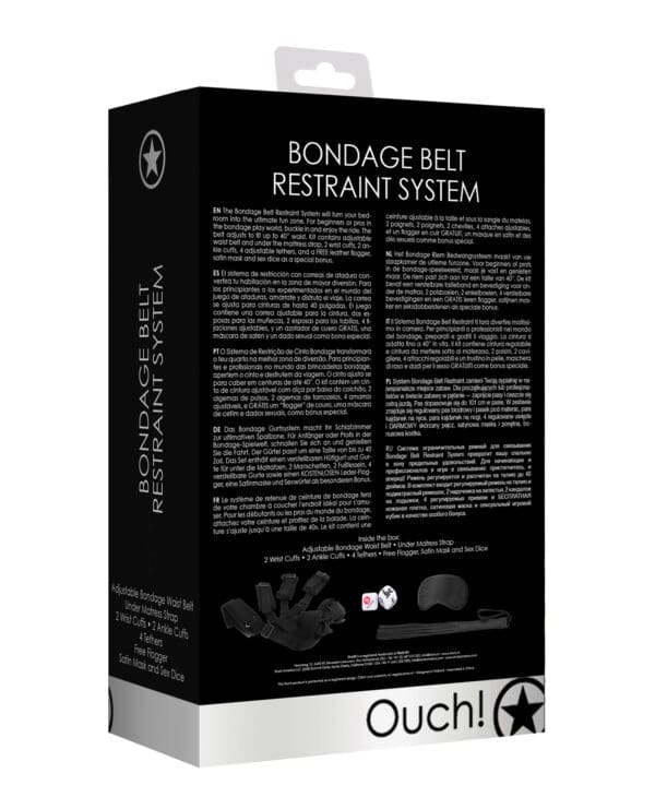 Shots Ouch Bondage Belt Restraint System - Black - Image 2