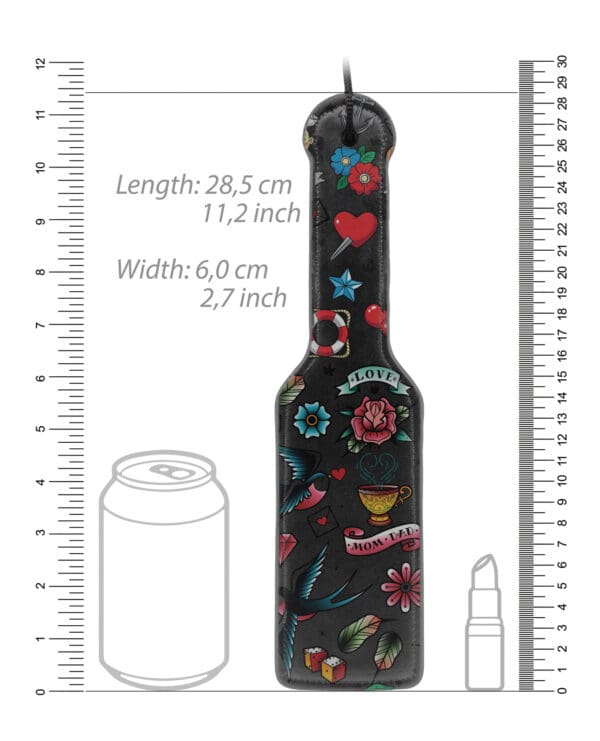 Shots Ouch Old School Tattoo Style Printed Paddle - Black - Image 2