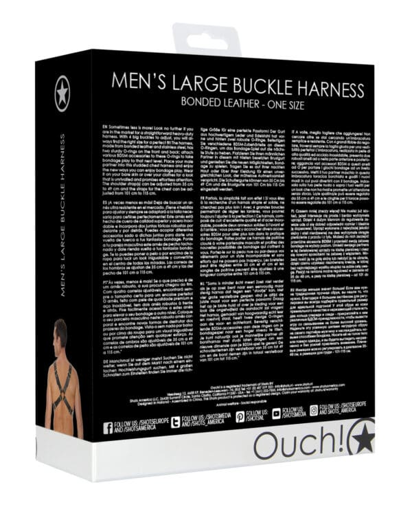 Shots Ouch Men's Large Buckle Harness - Black - Image 2