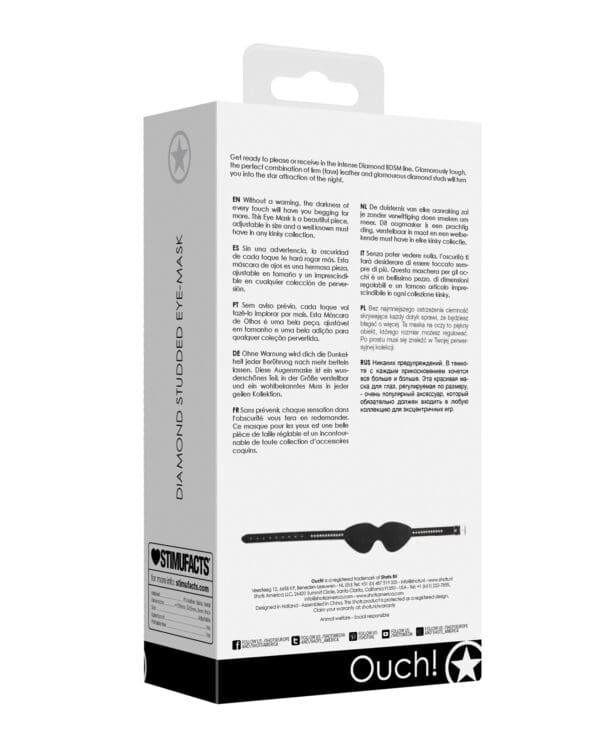Shots Ouch Diamond Studded Eye Mask - Black - Image 2