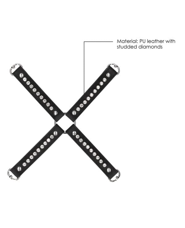 Shots Ouch Diamond Studded Hogtie - Black - Image 4