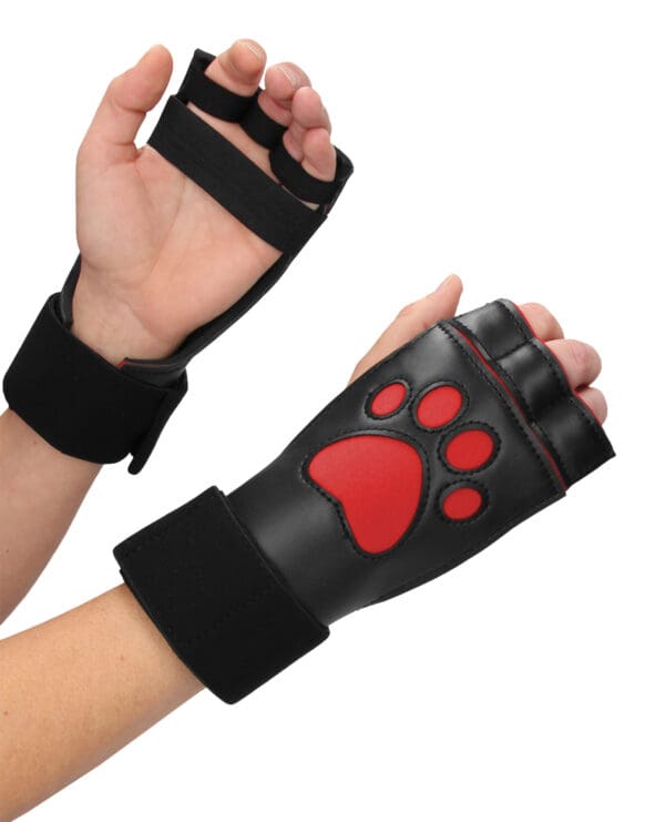 Shots Ouch Puppy Play Paw Cut-Out Gloves - Red - Image 5