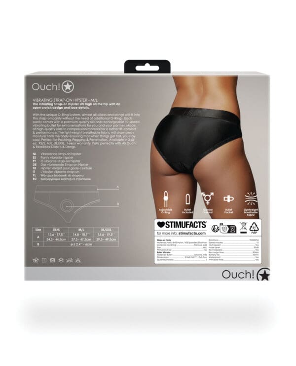 Shots Ouch Vibrating Strap On Hipster - Black M/L - Image 2