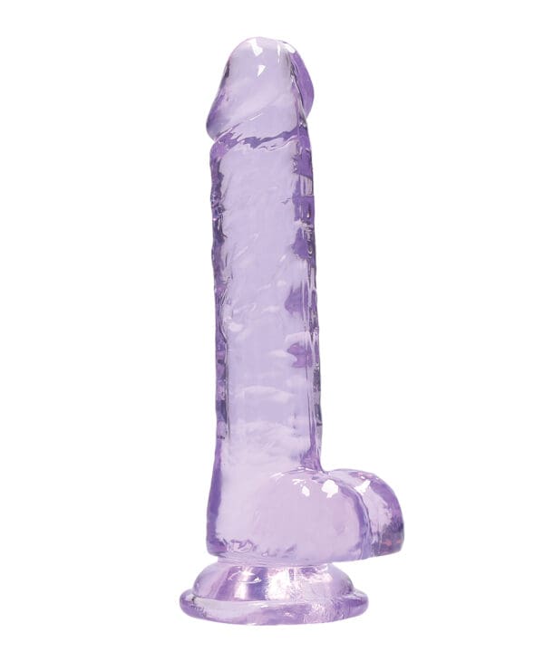 Shots RealRock Realistic Crystal Clear 7" Dildo w/Balls - Purple - Image 2