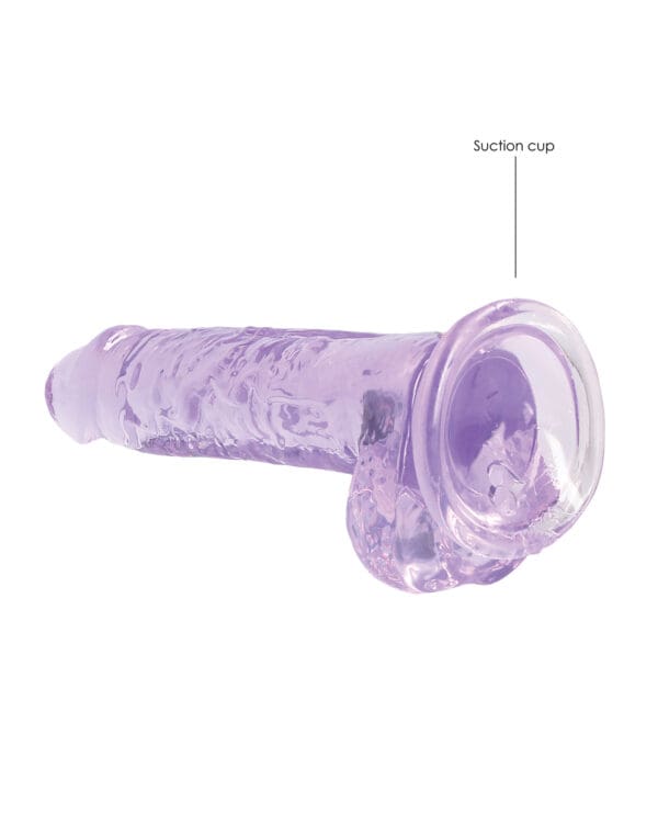 Shots RealRock Realistic Crystal Clear 7" Dildo w/Balls - Purple - Image 4