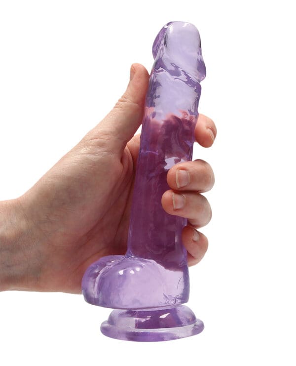 Shots RealRock Realistic Crystal Clear 7" Dildo w/Balls - Purple - Image 5