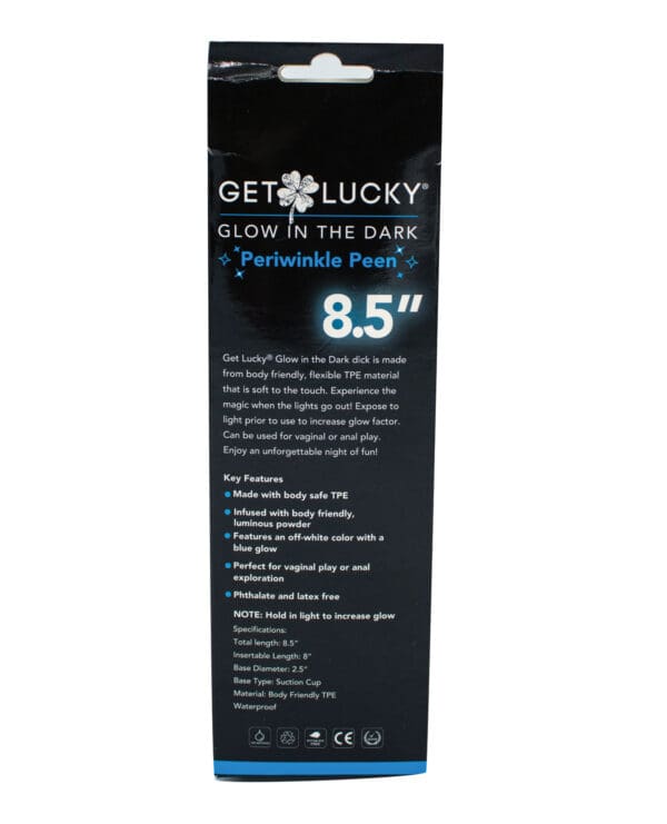 Get Lucky 8.5" Glow in the Dark Periwinkle Peen Dildo - Image 2
