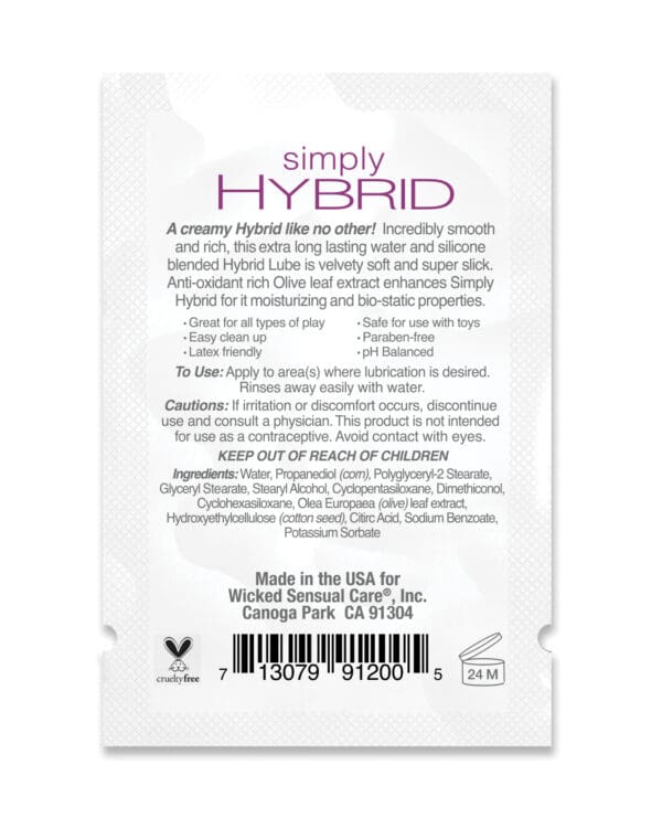 Wicked Sensual Care Simply Hybrid Lubricant - .1 oz - Image 2