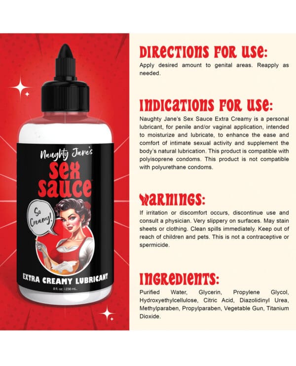 Naughty Jane's Sex Sauce Extra Creamy Lubricant - 8 oz - Image 5