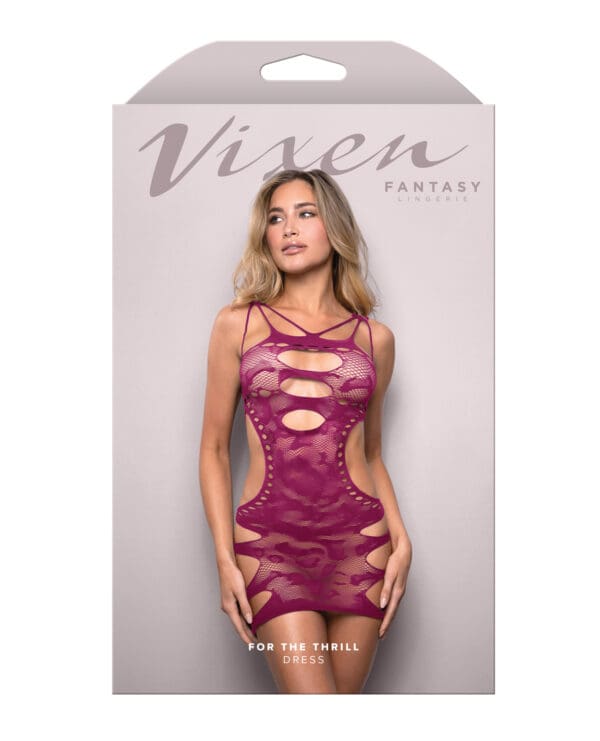 Vixen For The Thrill Leopard Knit Cut Out Dress - Magenta O/S - Image 3