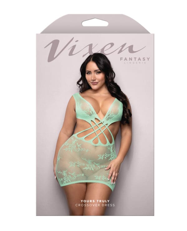 Vixen Yours Truly Strappy Floral Knit Crossover Dress - Mint QN - Image 3