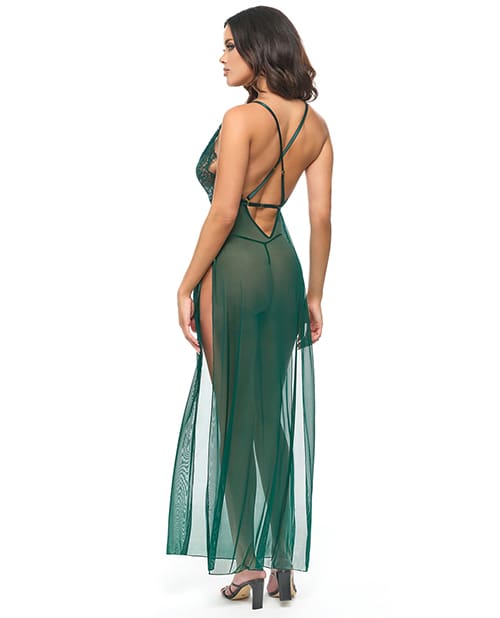 Cami Lace and Mesh Gown (Panty Not Included) - Green S/M - Image 2